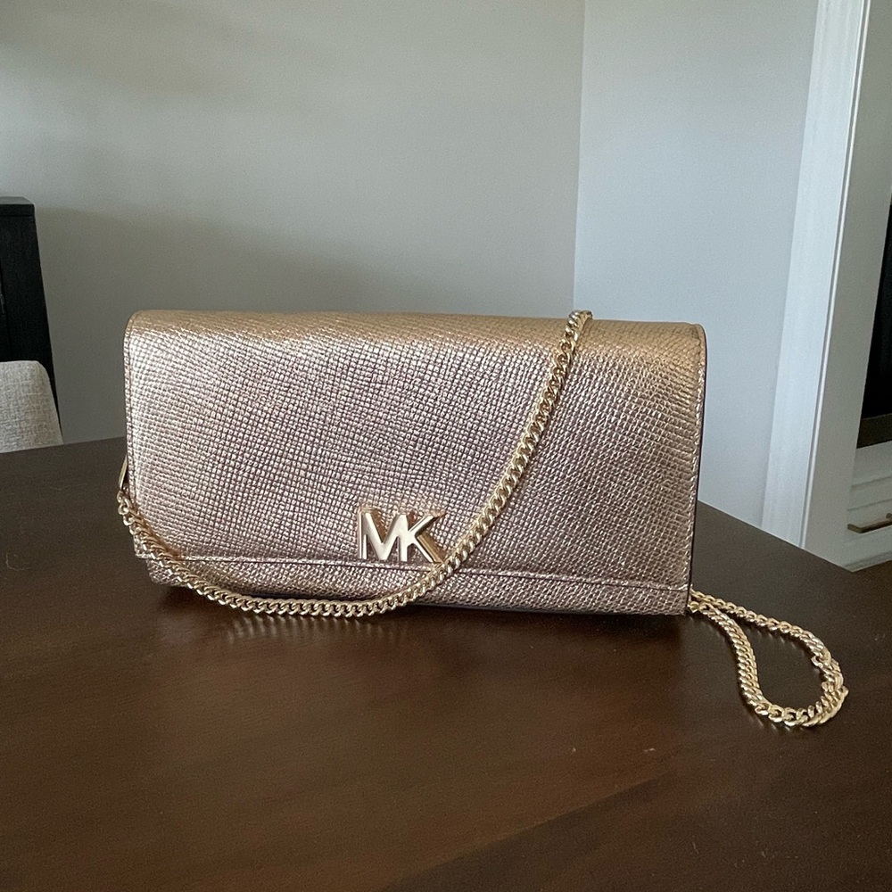 Michael Kors Gold Clutch with Removable Chain Strap